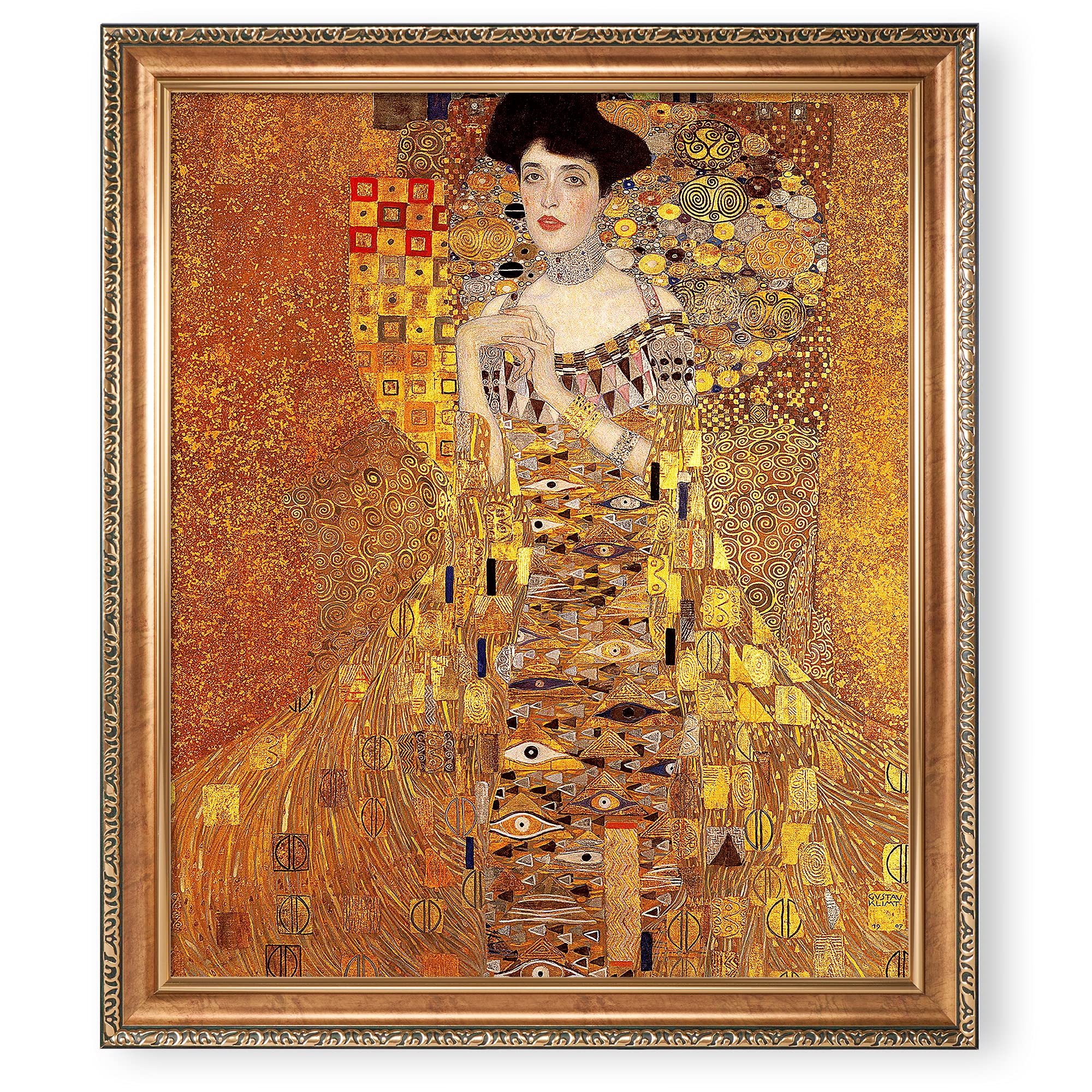 クラシック女性像 絵画 金色フレーム Amazon.com: Gustav Klimt.《黃金淑女》裱框尺寸:87.6 x 72.4 公分